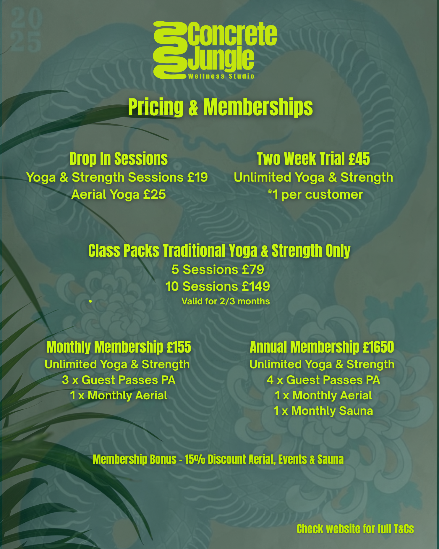 Membership & Pricing | Concrete Jungle Wellness Studio